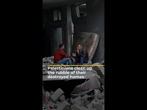 Palestinians clean up the rubble of their destroyed homes | AJ #shorts