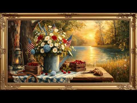 Patriotic Memorial Day TV Art Painting | Vintage Framed TV Art | TV Art Memorial Day | Patriotic Art
