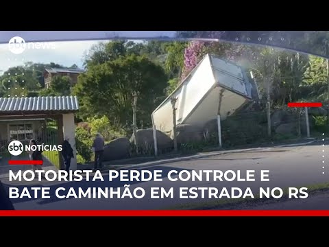 Motorista de caminhão perde controle em estrada do Rio Grande do Sul | #SBTNoticias 1ª Edição
