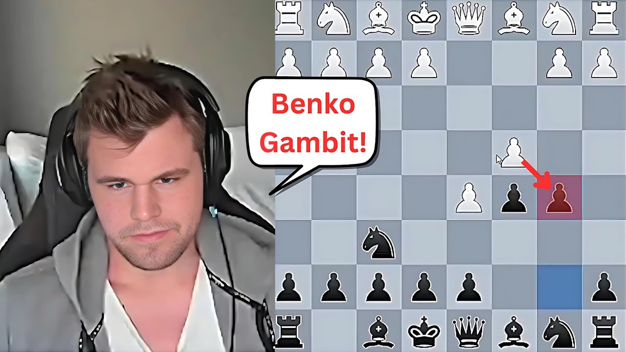 Magnus plays the Benko Gambit to crush his opponent!