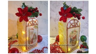 Decoupage Christmas Glass Bottle Art DIY