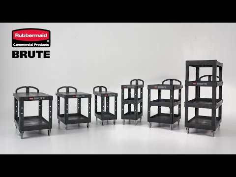 Product video for BRUTE 3-Shelf Heavy-Duty Ergo Utility Cart, Small, Flat Shelf, 600 lb Capacity - Black