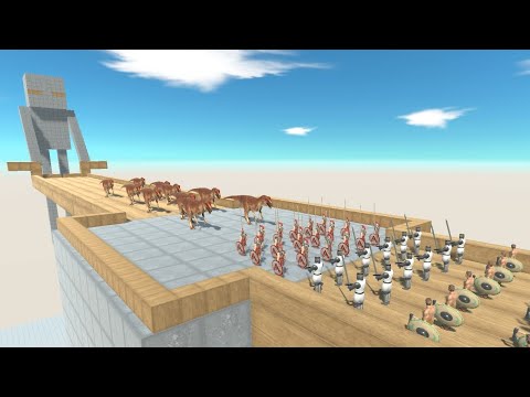 ALLOSAURUS Army on Enderman's Bridge vs Faction Army from ALL UNITS Animal Revolt Battle Simulator