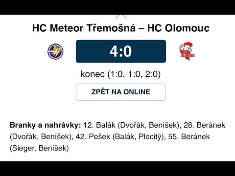 PlayOut-9.kolo HC Meteor Třemošná - HC Olomouc