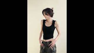 1134200955 Square Neck Plain Crop Tank Top