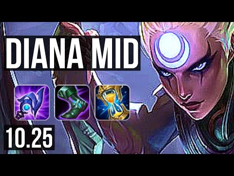 DIANA vs QIYANA (MID) | 14/1/8, Legendary, 500+ games | BR Master | v10.25