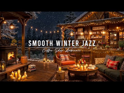 Winter Coffee Shop Ambience with Warm Piano Jazz Music ⛄ Smooth Jazz Instrumental Music for Relaxing