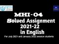 MHI 04 Solved Assignment 2022 In English