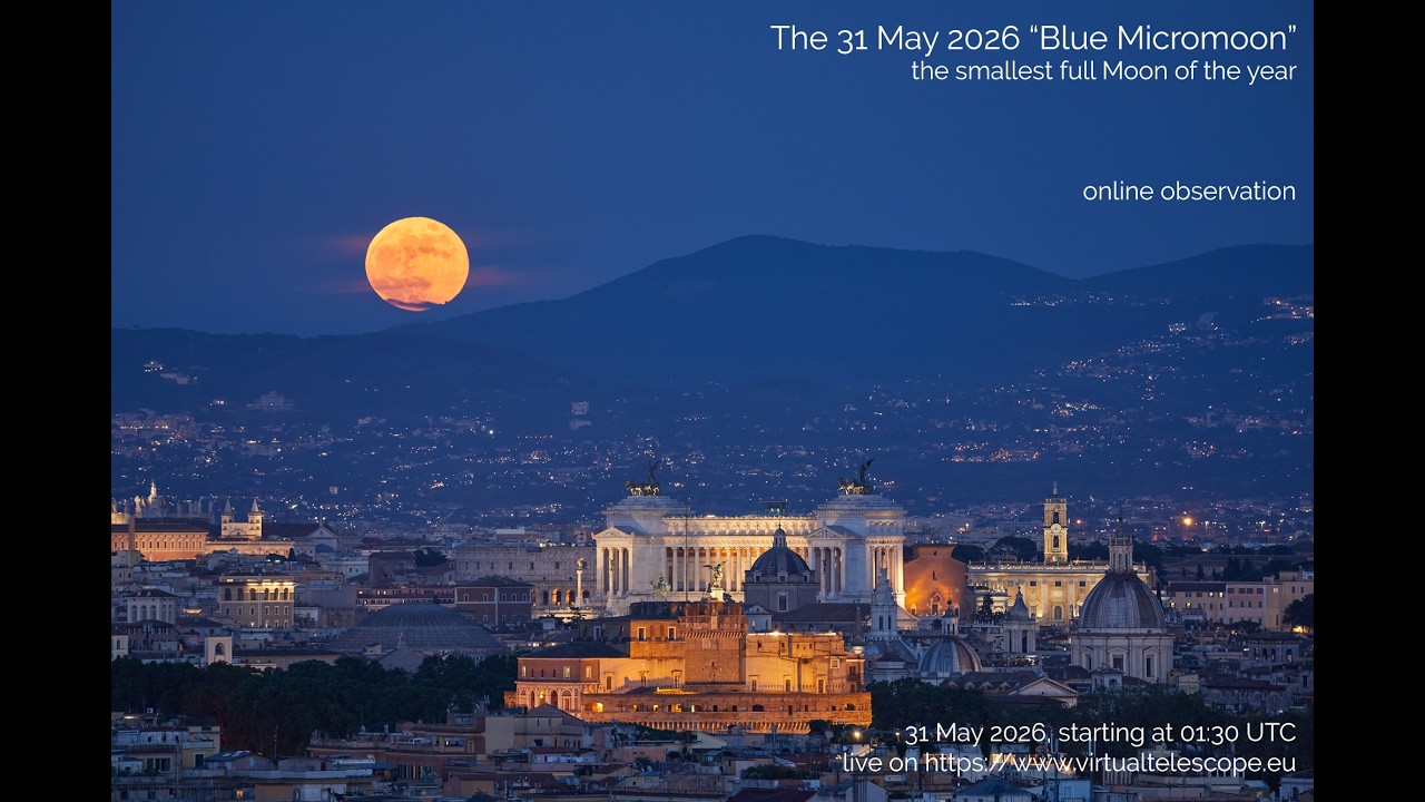 The 31 May 2026 “Blue Micromoon”, the smallest full Moon of the year: online observation