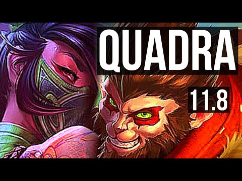 AKALI vs WUKONG (TOP) | Quadra, 11/2/6, 1.1M mastery, 400+ games, Godlike | EUW Master | v11.8