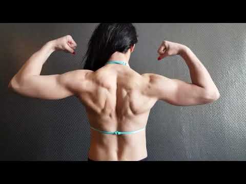Beautiful Muscle girl flex super Biceps and back her Muscle