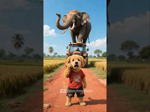 The poor puppy rescue elephant from tractor #puppy #rescue #elephant #tractor #animals #funny