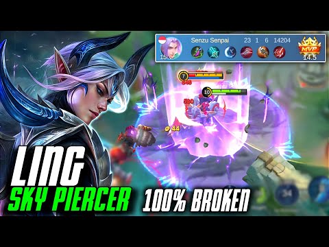 LING SKY PIERCER 100% BROKEN NO COUNTER - 23 KILL NO MERCY - Top Global Ling Mobile Legends
