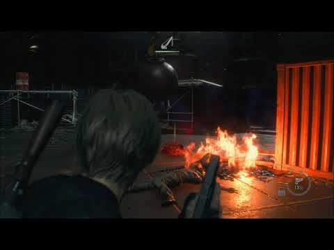 Ashley's reactions to hitting Leon with the wrecking ball - Resident Evil 4 remake