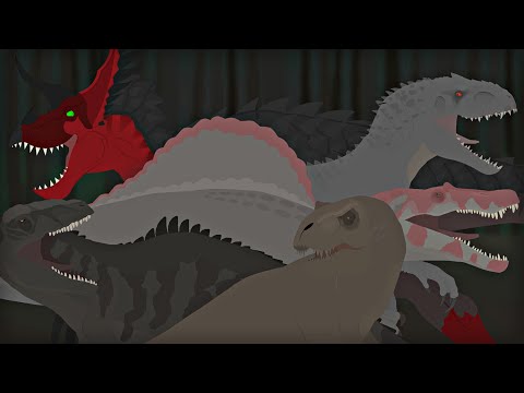 T-Rex, Spino, Giga & Indominus-Rex VS Ultimasaurus || Jurassic World Battle Animation (FULL HD)