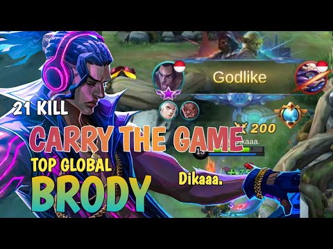 INSANE HARD GAME, BRODY CARRY THE GAME 21KILL MVP | TOP GLOBAL BRODY By Dikaaa. -Mobilelegends