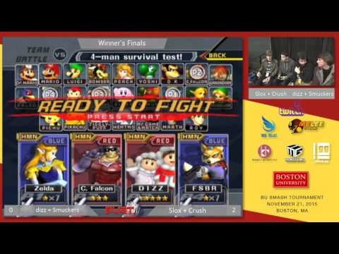 BUST3 - Slox + Crush (Blue) vs dizzkidboogie + Captain Smuckers (Red) - SSBM Doubles WF