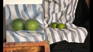 How to Paint Limes, Setting up a small still-life painting at home.