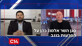 סגן השר אלמוג כהן על הפרעות בנגב: "זו בעיה קשה, צריך להכין תוכנית לאומית שתכלול גם את השב"כ" (חדשות ערוץ 14) - התמונה מוצגת ישירות מתוך אתר האינטרנט יוטיוב. זכויות היוצרים בתמונה שייכות ליוצרה. קישור קרדיט למקור התוכן נמצא בתוך דף הסרטון