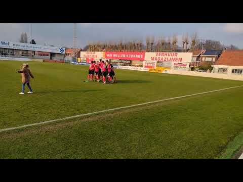 R. Cappellen FC v SC Eendracht Aalst. Cappellen celebrating their win.