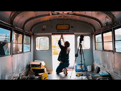Short Bus Build Continues - Starting Wall and Floor Demo