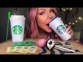 ASMR EDIBLE STARBUCKS COFFEE CUP LID STIR STICK POP ROCKS CAKE POPS MUKBANG EATING SHOW 먹방