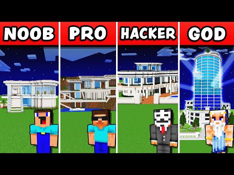 EPIC Modern House Build Challenge – Noob vs Pro vs Hacker vs God