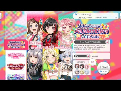 [BanGDream/EN2021] 3rd Anniversary All 30 Members FREE Gacha 5 Times