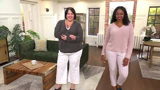 Barefoot Dreams CozyChic Ultra Lite Diamond Pointelle Pullover on QVC