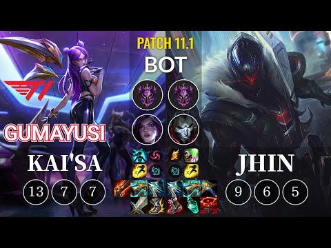 T1 Gumayusi Kai'Sa vs Jhin Bot - KR Patch 11.1