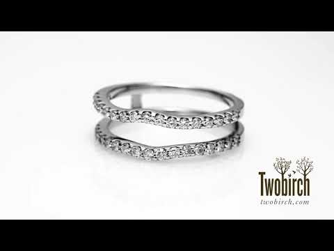 0.24 ct. Double Shared Prong Curved Ring Guard - TwoBirch  TB-GUARD-0078-WG-E-COMBO