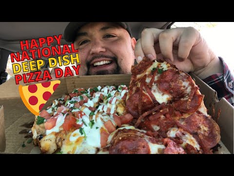 National DEEP DISH Pizza Day 🍕 BJ’s Brewhouse Mukbang 🍕 Eden Goes On Her First Trail 🐶🌲