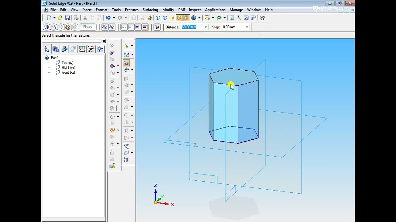 HEXAGONAL PRISM in Solid Part Solid Edge V19