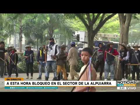 Indígenas bloquean sector de La Alpujarra en Medellín