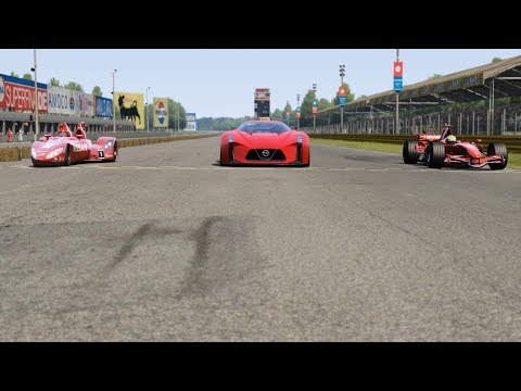 Nissan DeltaWing vs Ferrari F1 F2007 vs Nissan Concept 2020 Vision GTa t Monza Full Course