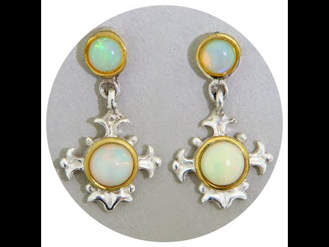 Cercei Argint 925 Accente Aurite Opal Natural - Eleganta Subtila si Luminoasa