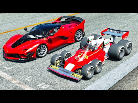 Ferrari F1 8 Wheels 1976 vs Ferrari FXX K EVO at Monza