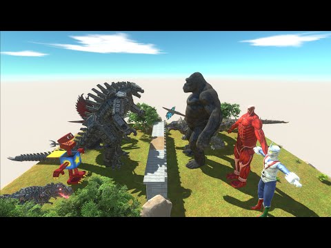 TEAM KING KONG Fight TEAM MECHAGODZILLA 2021 WHO WILL WIN - Animal Revolt Battle Simulator