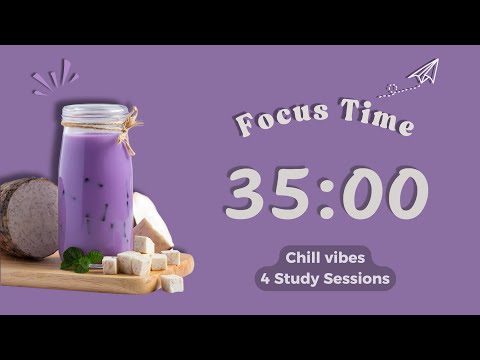 3-Hour 35/10 Pomodoro Timer |🍂🧋 Taro Bubble Tea Fall Study Session | Chill vibes 🎶 | Deep Focus