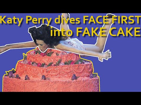 Singer Katy Perry dives into FAKE CAKE while performing #shorts