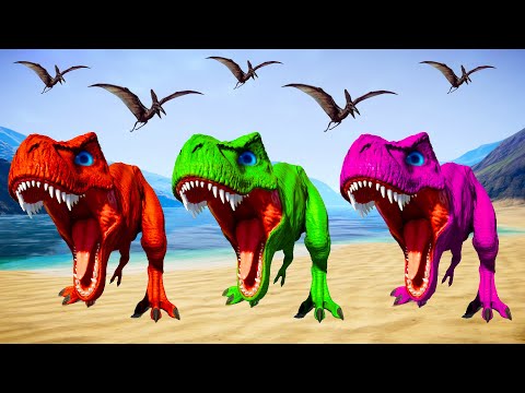 T-REX COLOR PACK vs INSPINEDORAPTOR vs SPINOSAURUS vs GODZILLA - Jurassic World Evolution