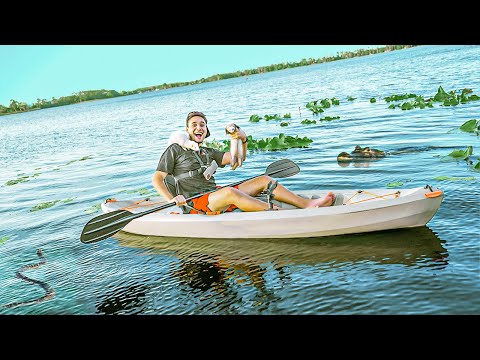 PRIMEIRA VEZ dos FURÕES no CAIAQUE de PESCA no LAGO de JACARÉS e COBRAS