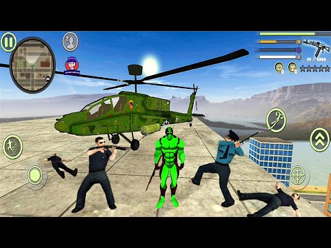 Green DeadPool Rope Hero Vice Town Simulator - Fun Stealing Army's Helicopter #3 - Android Gameplay