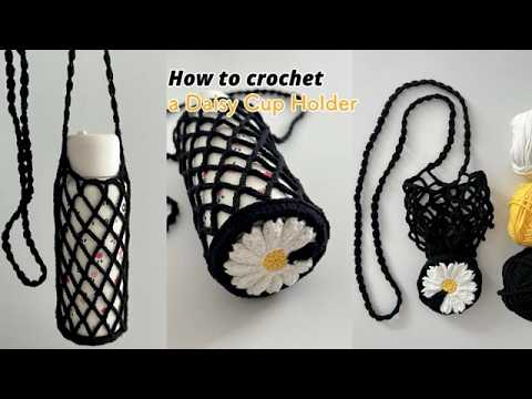 How to Crochet a Daisy Cup Holder 🌼 Net Bag Styl | Beginner Friendly +  Handmade gift Idea 💼
