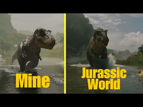 I remade the Jurassic World Rebirth River Raft scene in Blender