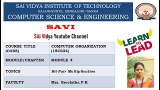 Module IV: Bit Pair Recoding of  Multiplication