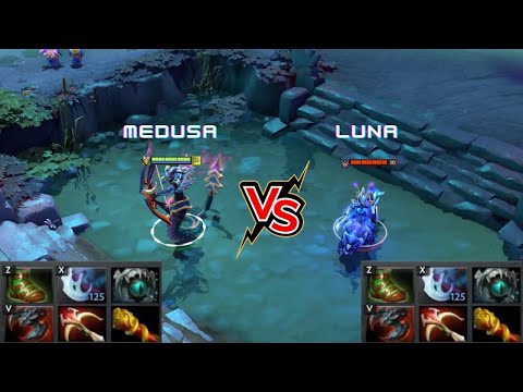 Dota 2 | Medusa vs Luna lvl 30 [WITH SKILLS] | Same Full Items