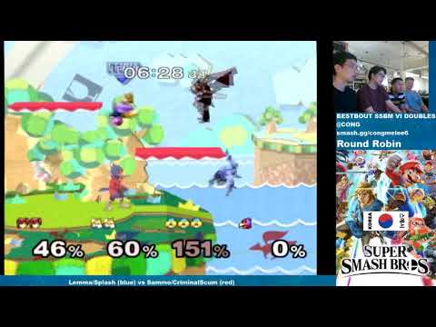 Sammo & Cr1m1nalScum (red) vs Lemma & Splash (blue) | Doubles RR (Bo5) | BESTBOUT SSBM VI @CONG