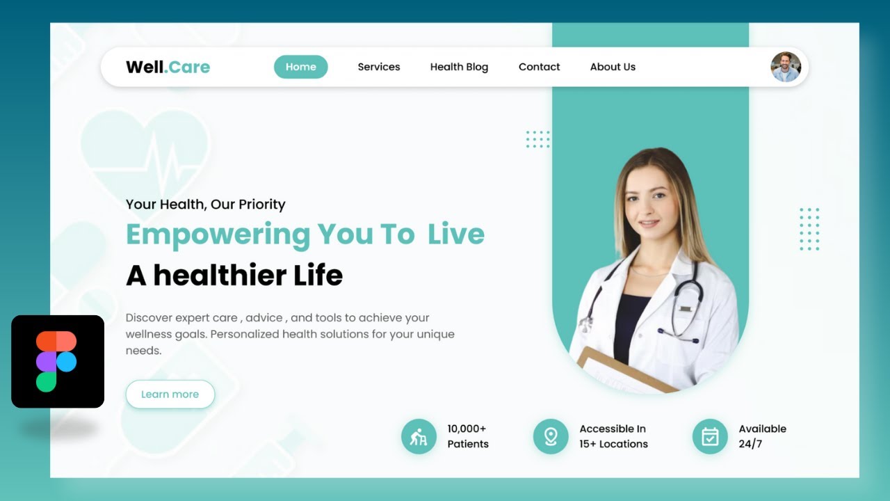 Figma - Health Care Website UI Design Using Figma | Landing Page Design | UI Design