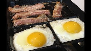 Seasoned Cast Iron Square Divided Griddle Lodge Bacon & Eggs Breakfast Skillet - Teach a Man to Fish